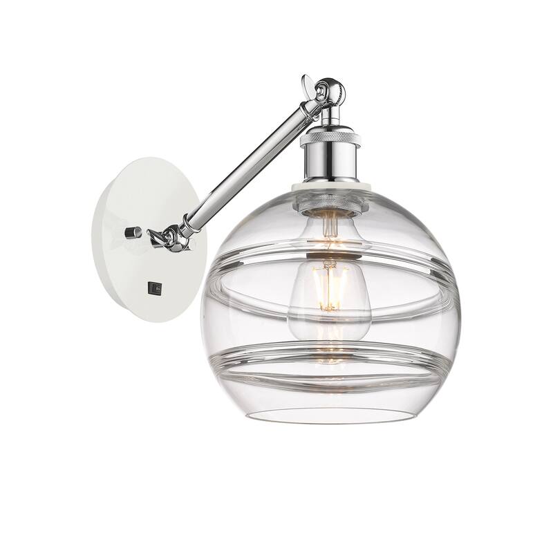 Innovations Lighting 317-1W-10-8 Rochester Sconce Rochester 10" Tall - White Polished Chrome / Clear