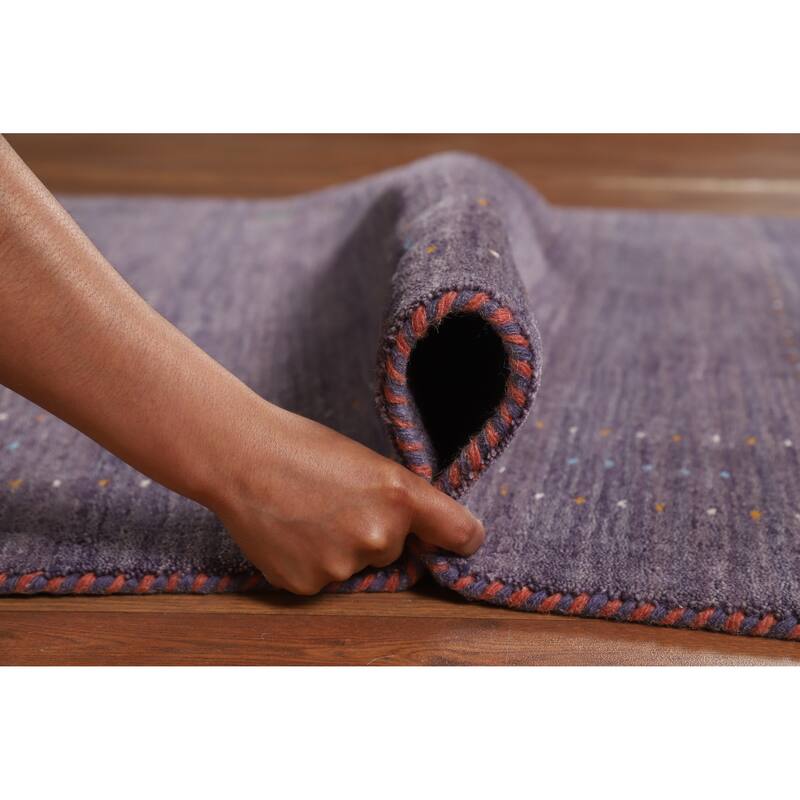 Hand Knotted Oriental 100% Wool Carpet Tribal Tribal Purples Gabbeh Area Rug - 5' 10'' X 4' 0''