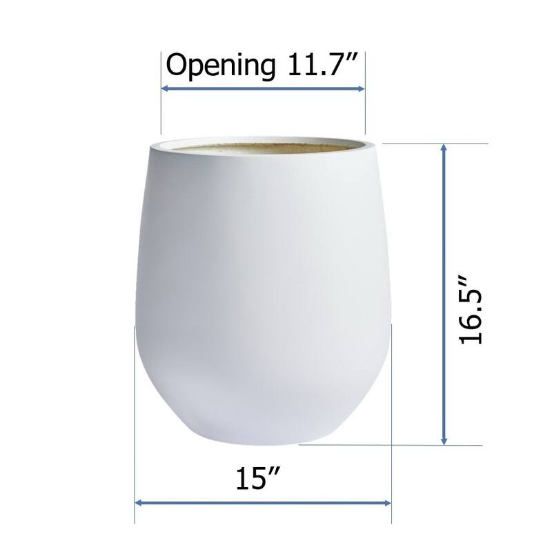 DreamPatio La Mirada 1-piece Fiberstone Tapered Planter for Indoor/Outdoor - 15x15x16.5 - White