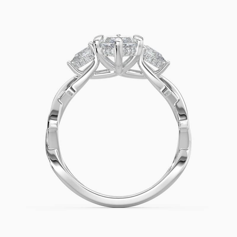 Auriya 14k Gold Marquise Lab Grown Diamond Thorn Vine Three Stone Hidden Halo Engagement Ring 1 to 5 ct. tw. (F-G, VS)