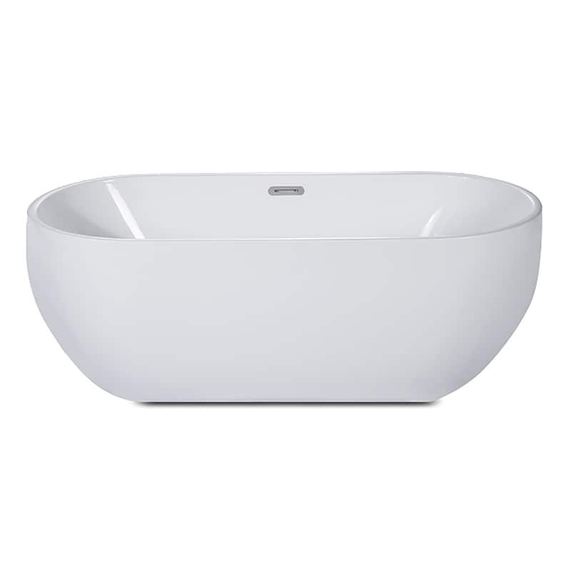 ALFI brand AB8838 59 inch White Oval Acrylic Free Standing Soaking Bathtub