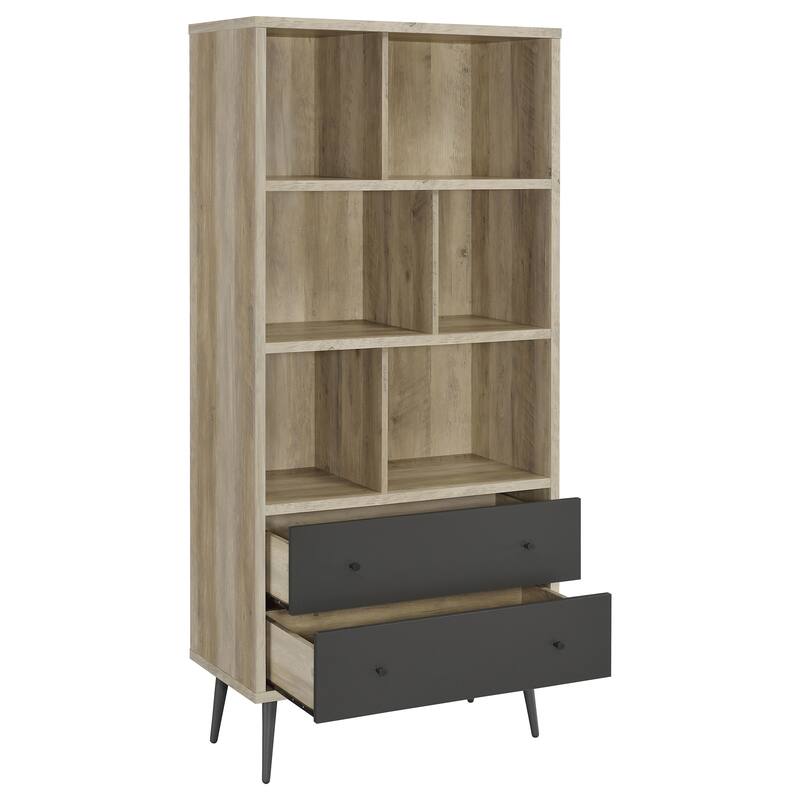 Maeve 70-inch 3-shelf Bookcase with Drawers Distressed Pine - 31.50" x 15.50" x 70.00"