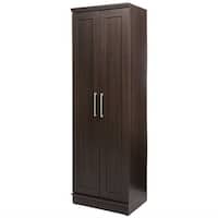 Bedroom Wardrobe Cabinet Storage Closet Organizer in Dark Brown Oak ...