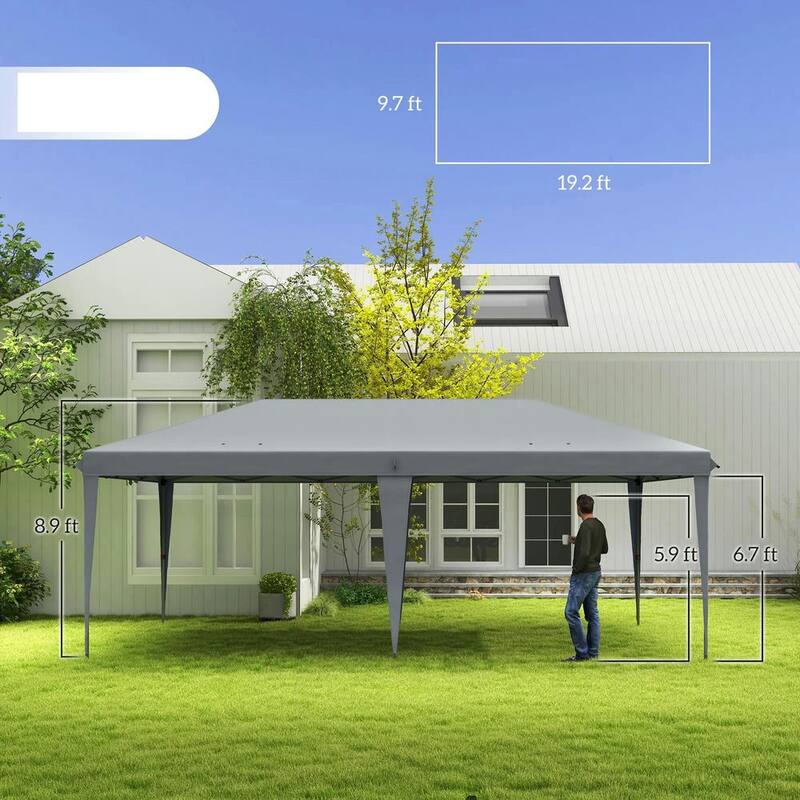 10' x 19.2' Outdoor Gazebo Pop Up Canopy Party Tent with Carrying Bag