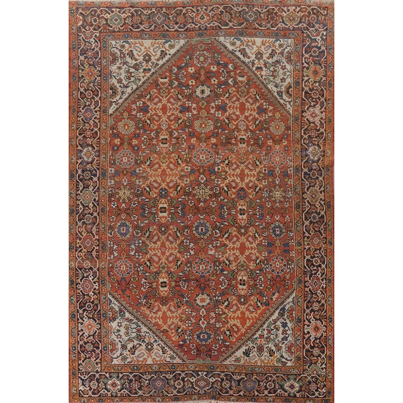 Pre-1900 Antique Mahal Persian Area Rug Hand-Knotted Wool Carpet - 8'4"x 12'0"