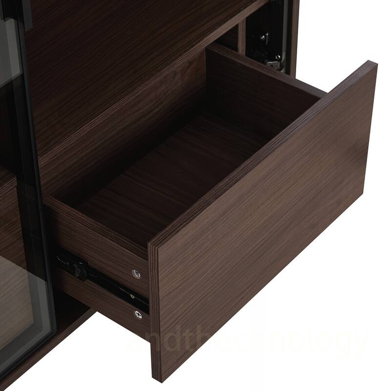 Tempered Glass Door Cabinet With Metal Legs