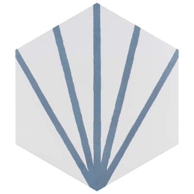 Merola Tile Horizon Dawn Hex Azul 7-3/4" x 9" Porcelain Floor and Wall Tile