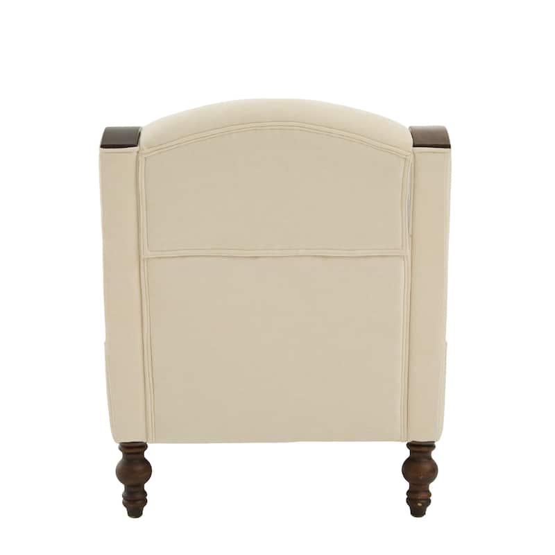 Ergonomic Chaise Lounge Indoor Chenille Single Lazy Sleeper Sofa Bed with Side Pockets, Solid Wood Armrests and Foots