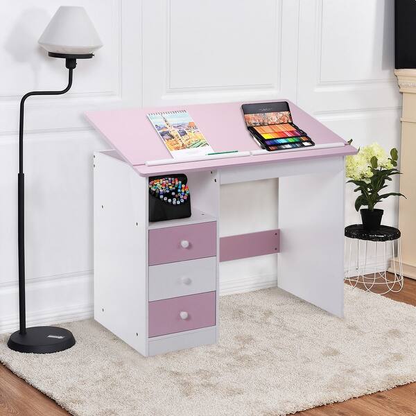 Shop Costway Adjustable Top Drawing Desk Drafting Table