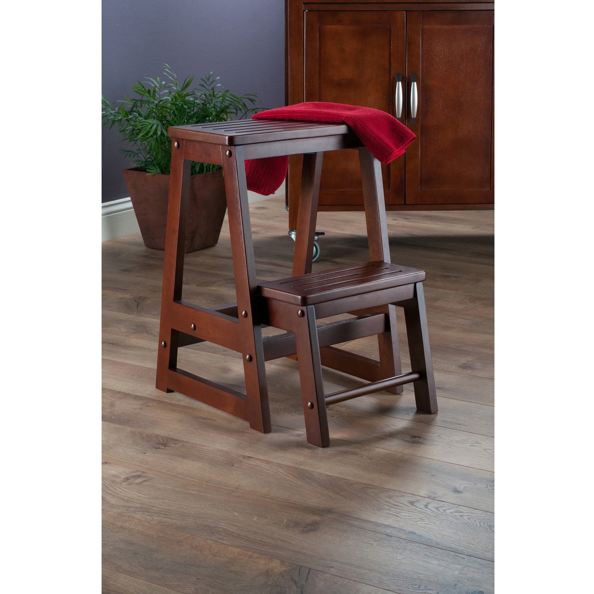 Wooden Foldable Step Stool - 21.5" - Brown