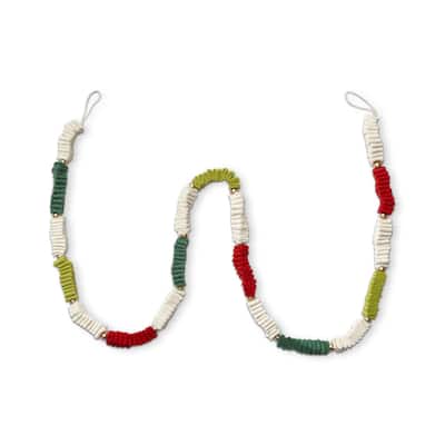 Multicolor Ribbon Candy Wool Felt Garland - Decorative Holiday Wall Banner, 72" Long, Perfect for Christmas Decor