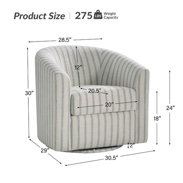 dimension image slide 7 of 14, Cuenca Modern Living Room Wooden Upholstered 360° Swivel Barrel Chair with Metal Base and Wide Backrest