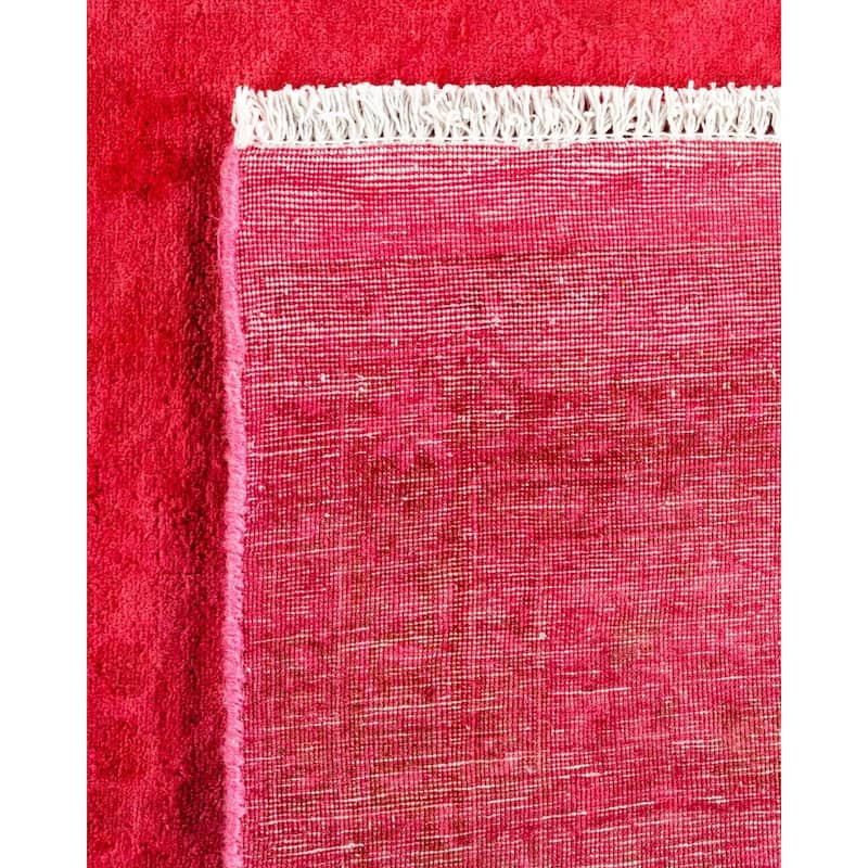 Overton Hand Knotted Wool Vintage Inspired Modern Contemporary Overdyed Pink Area Rug - 8' 10" x 12' 2"