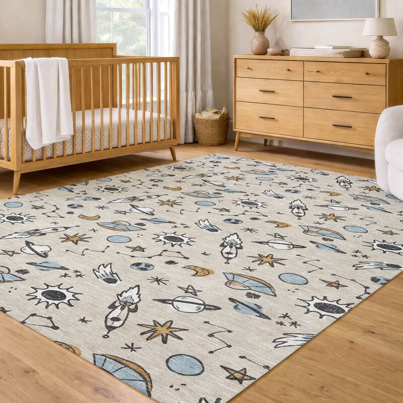 Machine Washable Indoor/ Outdoor Spaceship Chantille Rug