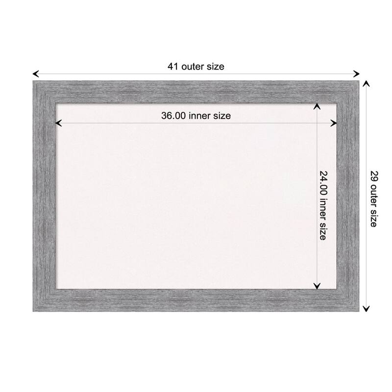 Bark Rustic Grey Framed White Corkboard Bulletin Board - Board Size 36x24