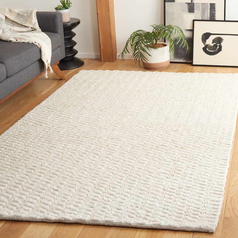 SAFAVIEH Handmade Natural Fiber Mariyah Farmhouse Jute & Wool - 5' x 8' - Bleach/Ivory