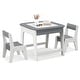 preview thumbnail 1 of 7, Gymax 3-in-1 Kids Wooden Table & 2 Chairs Set w/ Storage Detachable Grey