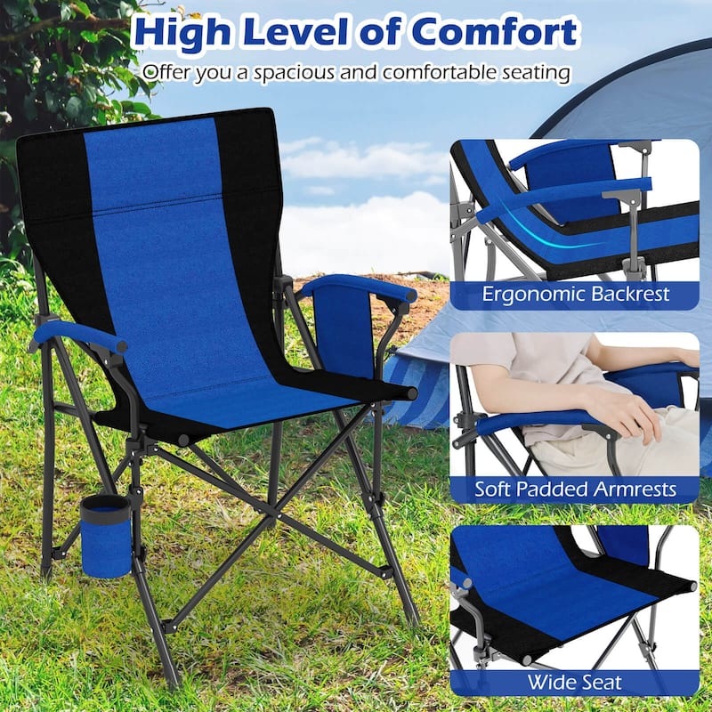 Costway 1/2 PCS Folding Camping Chair for Adults Portable Lawn Chair