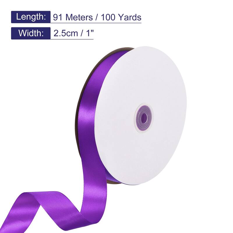 Satin Ribbon, 100 Yards Single Face Polyester Satin Ribbon - Dark Violet - 1 Inch