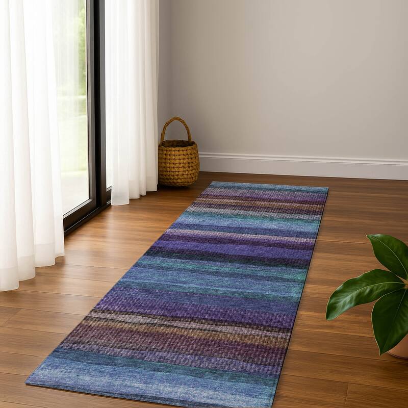 Premium Washable Super Soft Modern Stripe Mayfield Rug - Blue - 2'3" x 7'6"