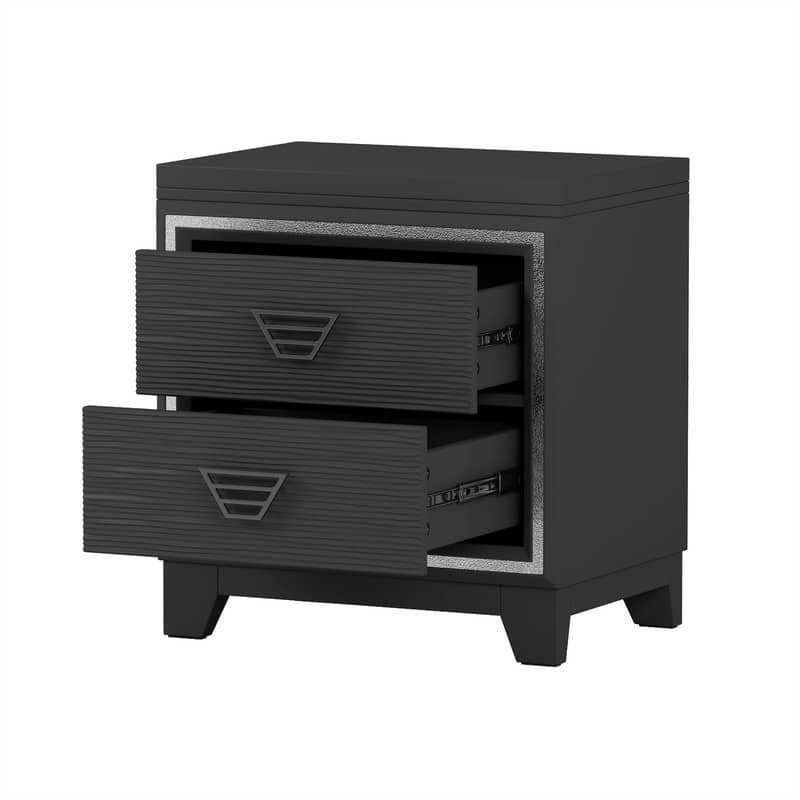Elegant 2-Drawer Nightstand with Metal Handle and Sparkling Shiny Decoration, Modern Bedside Table End Table for Bedroom