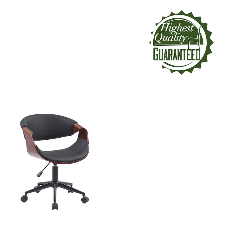Porthos Home Elio Faux Leather Mid Century Office Chair with Black Metal Base