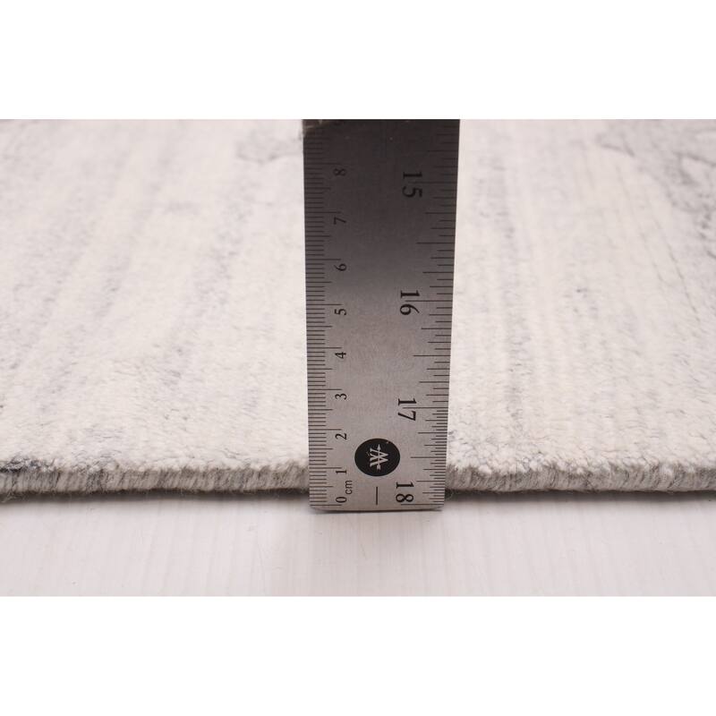 ECARPETGALLERY Hand-knotted Alma Grey, White Wool Rug - 2'5 x 9'9