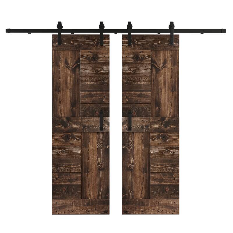 Coast Sequoia 48in/60in/72in/84in x 84in S Series Pine Wood Double Sliding Barn Door With Hardware Kit