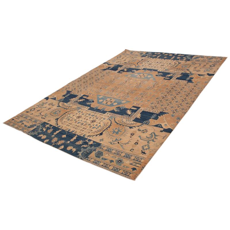 ECARPETGALLERY Hand-knotted Finest Ghazni Tan Wool Rug - 9'7 x 13'4