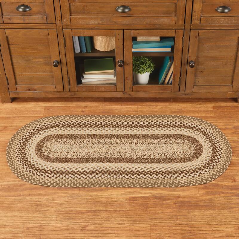 Classic Farmhouse Braided Kitchen Accent Rug - Tan - Runner - Runner