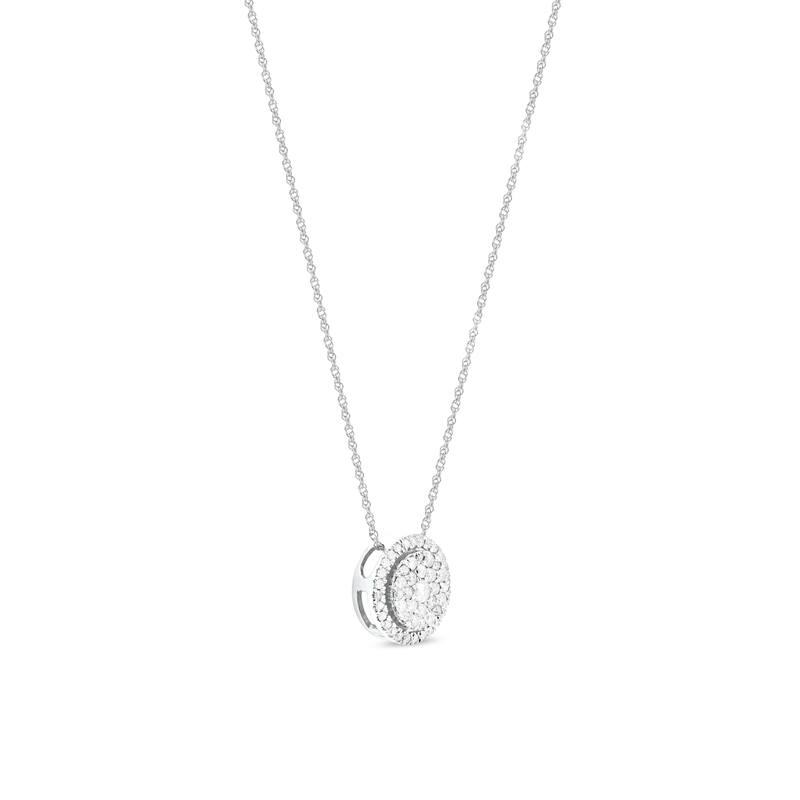 IGI Certified 14K Yellow Gold 1/3ct Diamond Cluster Halo Pendant Necklace for Women