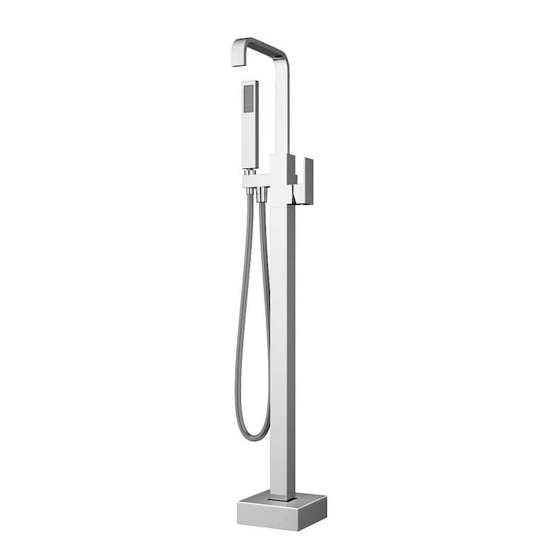 Eridanus Freestanding Bathtub Tap Floor Mounted Shower System Waterfall Spout Filler - Polished Chrome