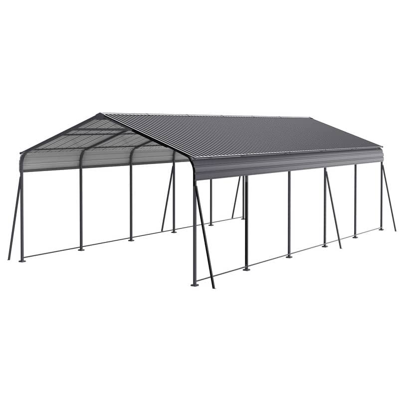 13×26.5 FT Heavy-Duty Metal Carport with Galvanized Steel Roof, Sturdy Garage Canopy Featuring Galvanized Frame.