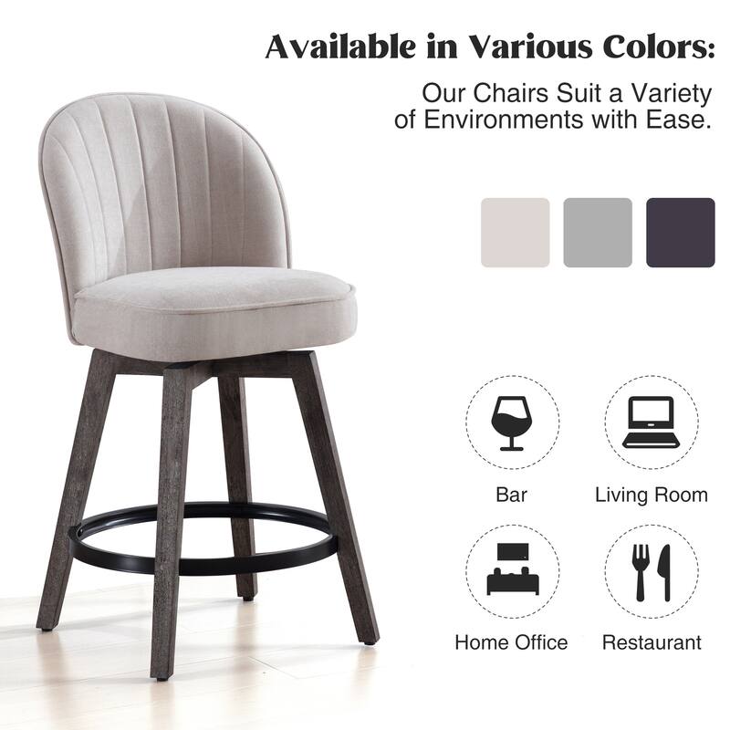 HOMYKA Swivel Bar Stool with Wood Legs Set of 2 - N/A