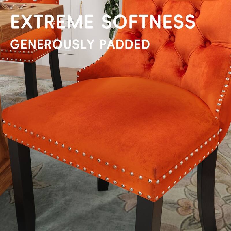 Tufted Naliheads Solid Wood Upholstered Dining Chairs Set of 8