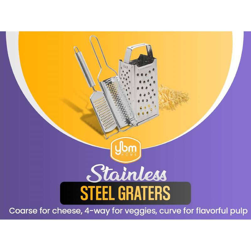 YBM Home Stainless Steel Kitchen Grater with Handle, Multi-Purpose