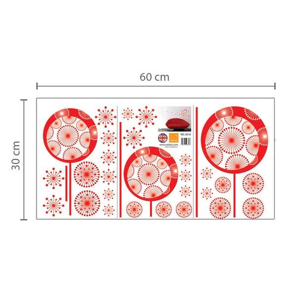 dimension image slide 3 of 8, Walplus Red Pink Dandelion Flower Wall Sticker Nursery Decor Decal