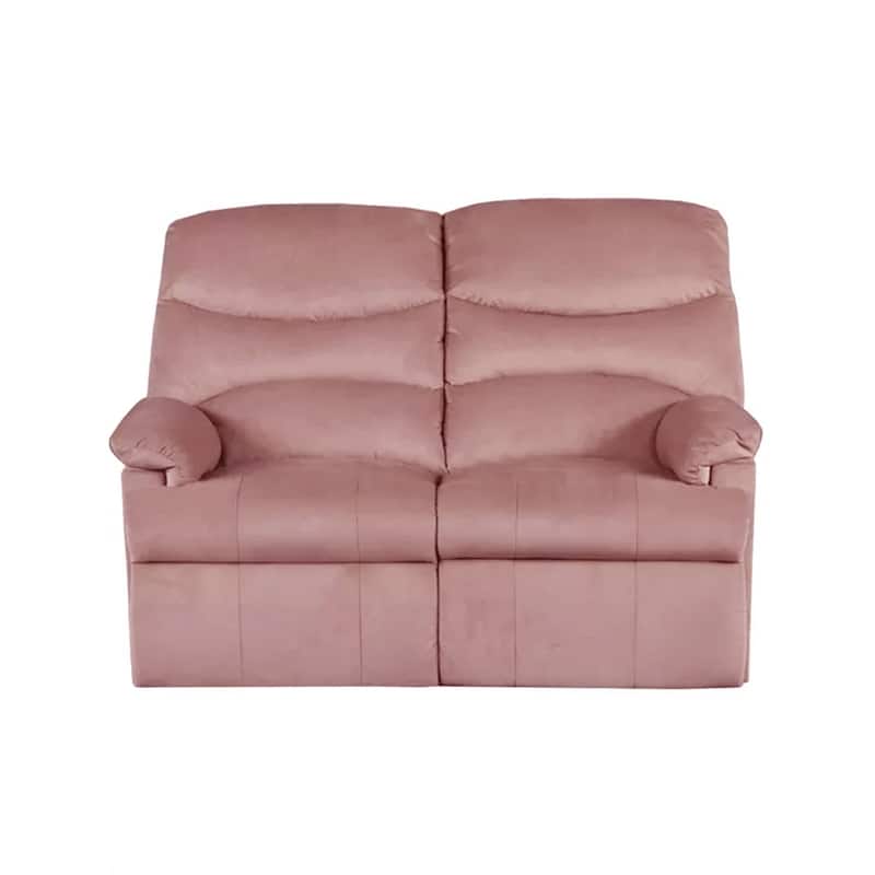 Velvet Upholstered Manual Motion Recliner Loveseat - Blush Pink
