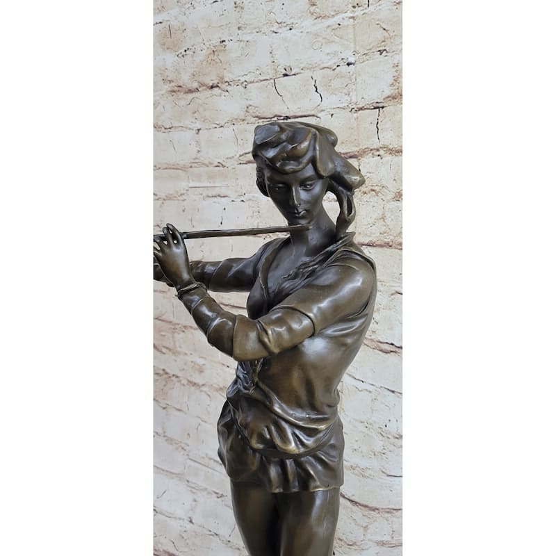 Musical Troubadour By Ringel Bronze Sculpture On Beautiful Marble Base Statue