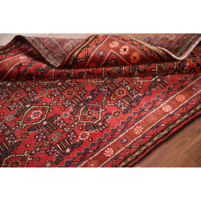 Hand Knotted Oriental 100% Wool Carpet Traditional All-Over Red Mahal Runner Rug - 9' 8'' X 3' 6''