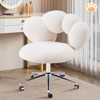 Armless Desk Chair Makeup Vanity Chair with Wheels and Adjustable Height Office Chair Criss Cross Cross-Legged Chair