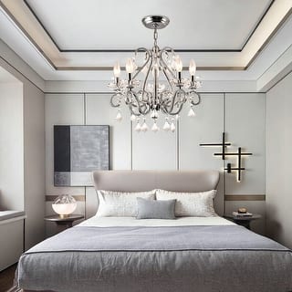 Maxax 5 - Light Candle Style Classic Chandelier with Crystal Accents - MX19048-5CL-P