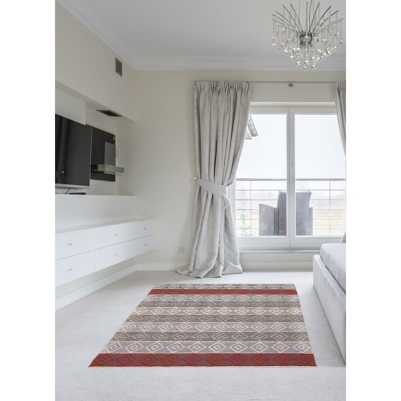 ECARPETGALLERY Braid weave Sienna Grey Wool Rug - 5'0 x 8'0
