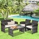 preview thumbnail 1 of 7, Costway 4-piece Patio Rattan Sets Glass Top Table & Sofa With Cushion - 4-Piece Sets Grey - 4-Piece Sets