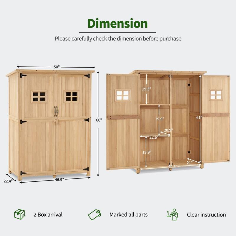 MCombo Large Outdoor Storage Cabinet Shed with Lock (46.9" x 22.4" x 66") , Wooden 1911 - 46.9" x 22.4" x 66"