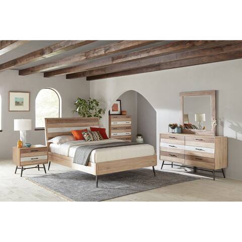 Pelle Rough Sawn Multi 4-piece Bedroom Set with 2 Nightstands and Chest