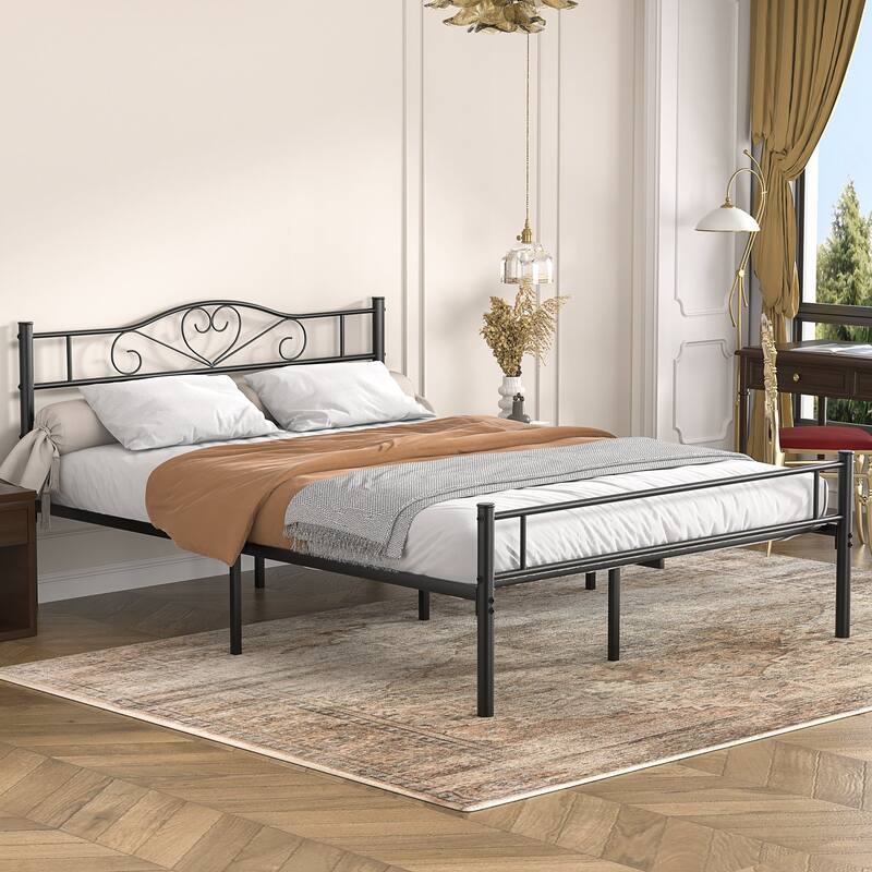 Javlergo Metal Platform Bed Frame with Modern Headboard, No Box Spring Needed