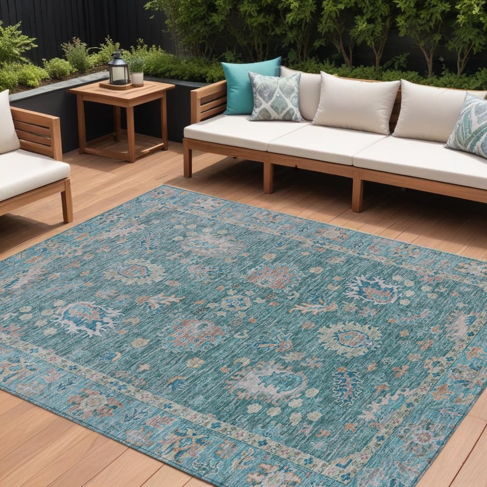HomeRoots Floral Traditional Rectangle Outdoor Rug