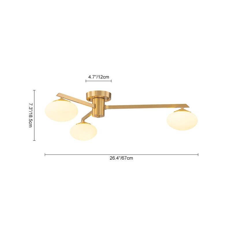 Modern Ellipse Glass Sputnik Chandelier Convertible to Semi-flush Mount
