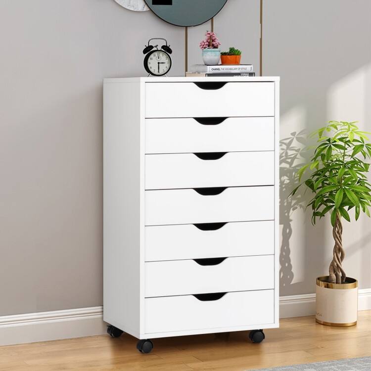 7-Drawer Chest Storage Dresser Floor Cabinet Organizer with Wheels